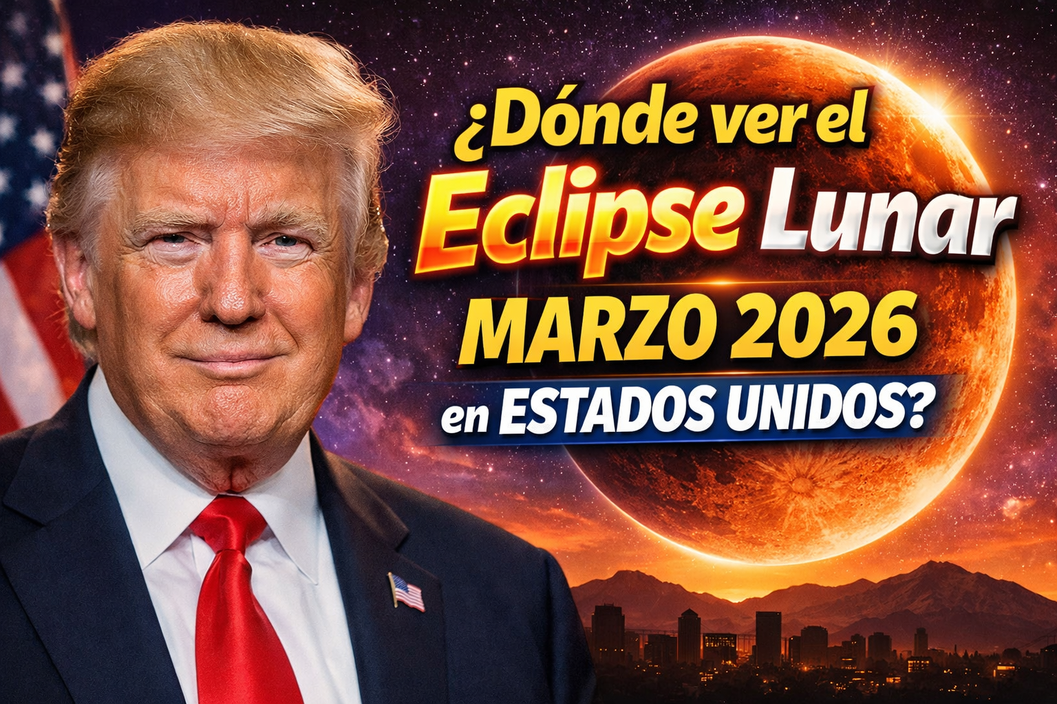 Dónde ver el eclipse lunar marzo 2026 en Estados Unidos Horario de la Luna de Sangre en California y Texas